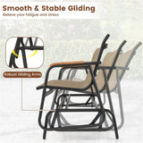 3-person terrace gliding chair with curved teak wood armrests, suitable for porch use 42054072