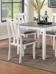 ZUN Modern White Solid wood 5pc Dining Set Table 4x Chairs Gray Fabric Cushions Seats Chairs Dining Room B011P230001