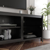 ZUN TV Stand Storage Media Console Entertainment Center,Tradition Black,with doors 49245546