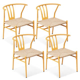 4PCS Weave Dining Chair, Mid-Century Modern Metal Rattan Chair for Kitchen Dining Living Room, Wood 93444531