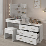 ZUN Large Makeup Vanity with Lights, Vanity Table with Charging Station, Vanity Desk with Mirror and 10 28093382