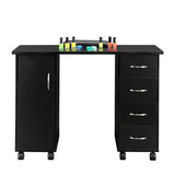 Double Edged Manicure Nail Table with Drawer Black 54431300