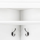 Minimalist Corner Hall Tree with Shoe Bench, Versatile Entryway Coat Rack with 4 Hooks, Corner 91318106