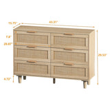 43.31"6-Drawers Rattan Storage Cabinet Rattan Drawer,for Bedroom,Living Room,Natural W75784347