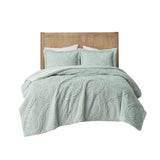 Twin Embroidered Medallion Faux Fur Ultra Plush Comforter Mini Set B03597229