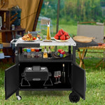 ZUN Outdoor Grill Cart with Storage, Rolling Bar Cart Movable Kitchen Island for BBQ, Patio Dining Cart 64945841