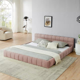 King size Upholstered Bed Frame Thick Fabric, Chenille Fabric Grounded Queen Size Platform Bed W487P246686
