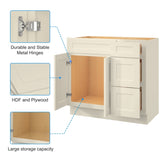 36 in. W x 21 in. D x 34.5 in. H in Antique White Plywood Ready to Assemble Floor Vanity Sink Base T3210P282892