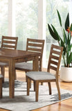 Transitional Set of 2pc Side Chairs Walnut Light Gray Ladder Back Chairs Solid wood 100% Polyester B011P158093