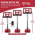 ZUN Use for Outdoor Height Adjustable 4.8 to 7.7ft Basketball Hoop 44 Inch Backboard Portable Basketball 58330131