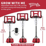 ZUN Use for Outdoor Height Adjustable 4.8 to 7.7ft Basketball Hoop 44 Inch Backboard Portable Basketball 58330131