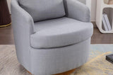 035-Linen Fabric Swivel Accent Chair With Soild Wood Round Brown Base Leg,Light Blue W527134467