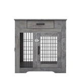 ZUN Furniture Style Dog Crate End Table with Drawer, Pet Kennels with Double Doors, Dog House Indoor 23430184