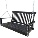Front Porch Swing with Armrests, Wood Bench Swing with Hanging Chains,for Outdoor Patio ,Garden W49543721