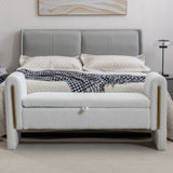 032-Teddy Fabric Storage Bench Bedroom Bench With Gold Metal Trim Strip For Living Room Bedroom W527122008