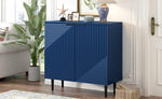 ZUN Mirod Modern Minimalist Side Cabinet with Adjustable Shelves ,Stylish Geometric Door Design,Ample N760P221050M