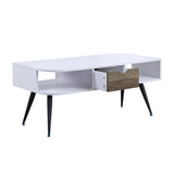 Rectangular Coffee Table with 1 Storage Drawer, White and Black B016P312874