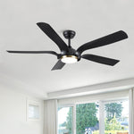 ZUN Smart 56" Integrated LED Ceiling Fan with Antique Black Blades in Matte Black Fan Body Finish W1367P187080