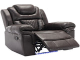 Home Theater Seating Manual Recliner Chair with LED Light Strip for Living Room,Bedroom, Brown WF310725AAD