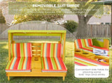 Colorful Kids Patio Lounge Chair with Cup Holders and Awning 69372296