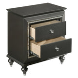 Metallic Grey Nightstand with 2 Drawers B062P181327