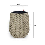 ZUN 13.4" Self-watering Wicker Planter - Garden Decoration Pot - Beige - Round B046P144669