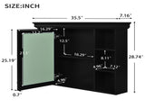 35'' x 28'' Black Wall Mounted Bathroom Storage with Mirror Door, Modern Bathroom Wall N710P196545B