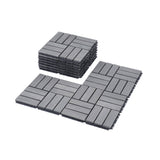 30 PCS Interlocking Deck Tiles Checker Pattern, 12" x 12" Square Light Gray Acacia Hardwood Outdoor 23546728