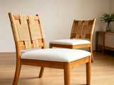 2Piece Paper Rope Dining Chairs Set, Rubber Wood Frame Upholstered Dining Side Chairs with beige W5599P547501
