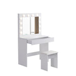ZUN Vanity table with large lighted mirror, makeup vanity dressing table with drawer, 1pc upholstered 16427399
