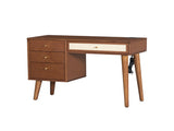 39" Retro Bohemian Style Wooden Makeup Vanity Set with Charging Plug&USB Port and Stool, Dressing N733P180011D