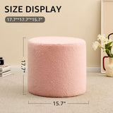 ZUN Round Teddy Fleece Ottoman with Soft Padded Seat, Multi-Functional Footrest, Vanity Chairs for 12908565