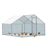 ZUN 10 x 10 ft Large Metal Chicken Coop, Walk-in Poultry Cage Chicken Hen Run House with Waterproof 15937218