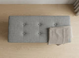 Upholstered Folding Storage Bench Grey Linen, Padded Seat with Hidden Storage, Collapsible Design 81565987