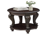 22'' Two Tone Round End Table,Solid Wood Sofa Side Table with Shelf,Living Room Corner Table Easy 04247644