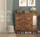 Shoe Storage Cabinet with 2 Flip Drawers, Freestanding Organizer with Metal Legs for Entryway, W2129P299615