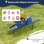 ZUN 2 In 1 Wheelbarrow Planter,Wooden Wagon Planter with 9 Magnetic Accessories for Garden Yard 43009863