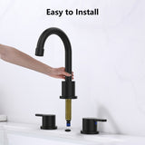 Widespread Bathroom Sink Faucet Matte Black 2 Handle 8 inch Lavatory Faucet 3 Hole 360&deg Swivel Spout T3177P277511