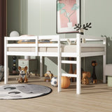Full Rubber Wood Loft Bed with Ladder,White W504P283526