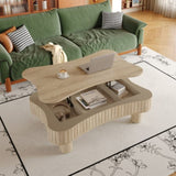 Lift Top Coffee Table for Living Room 42" - Fluted Panel Hidden Storage, Silent Hydraulic Lift, W1445P317475
