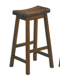 29-inch Bar Height Stools 2pc Set Saddle Seat Solid Wood Cherry Finish Casual Dining Furniture B01151979