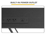 Console Table with Power Outlet, 94.5"7.9"31.1", MDF with Melamine Veneer & Metal Frame, Black 55035818