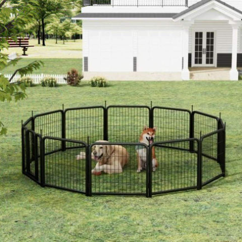 ZUN Dog Playpen Outdoor, 12 Panel Dog Fence 24" Pet Pen for Small Dogs Pet Exercise Pen for W1162P189305