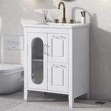 ZUN 24" Bathroom Vanity with Sink, Bathroom Vanity Cabinet with Two Drawers and Door, Adjustable Shelf, WF309411AAK