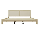 Solid Wood Platform King Bed With Rattan N758P197688N