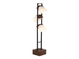 Bento 67.5" Contemporary Metal Floor Lamp in Black Metal and Walnut Wood with White Shade B202P224134