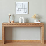 Convenience Concepts Natural Wood Console Table/Desk with Real Wood Beads Decoration W2729P198988