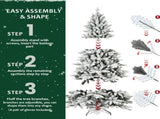 6ft Flocked Christmas Tree with 1100 Tips, Realistic PEPVC Snowy Hinged Tree with Metal Stand, Full 69670078