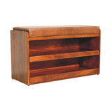 Artisan Furniture Solid Wood Buffalo Hide Pull out Chestnut Shoe Storage Bench B182P280799