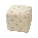Beige Modern Velvet Upholstered Ottoman, Exquisite Small End Table, Soft Foot Stool,Dressing Makeup W1170103515